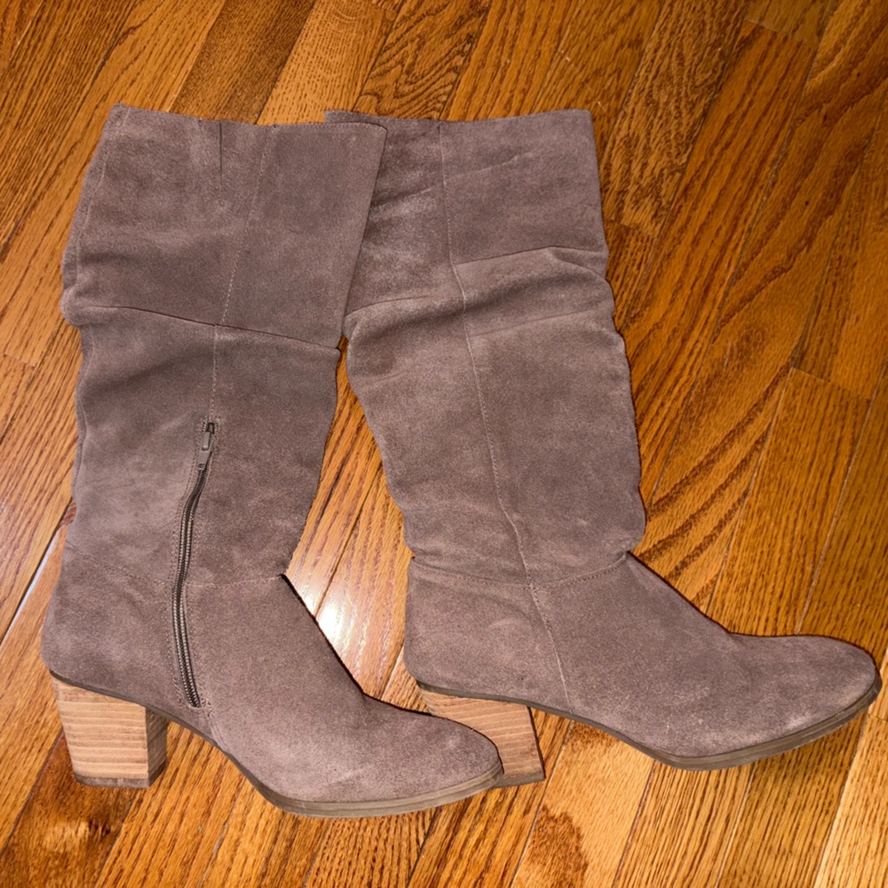 Taupe Suede Heeled Boots